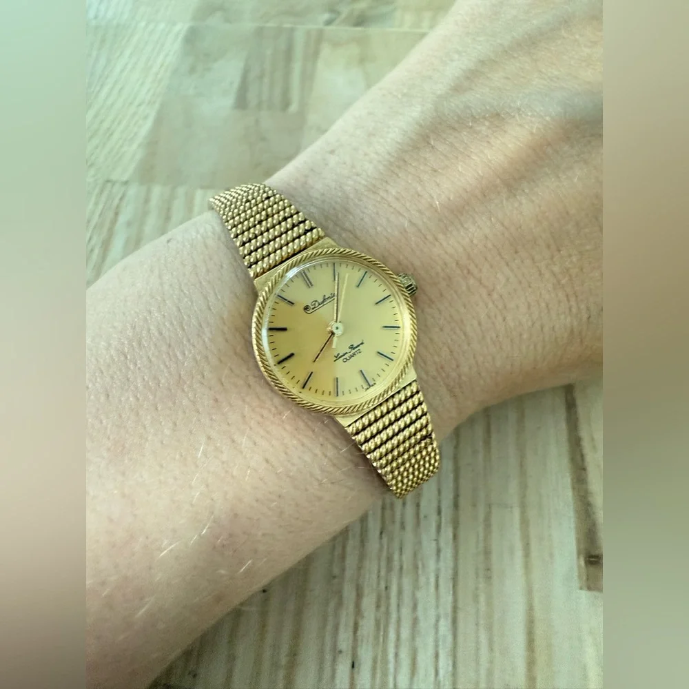 Dufonte Lucien Piccard ladies gold tone dress watch NEW BATTERY